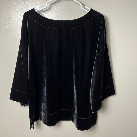 NWT Soft Surroundings Aria Velvet Tunic Black Wide 3/4 Sleeve Women Size Large - Picture 4 of 8
